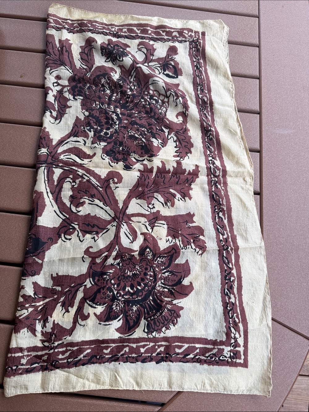 Vintage Block Printed Scarf Bandana 1970-80s